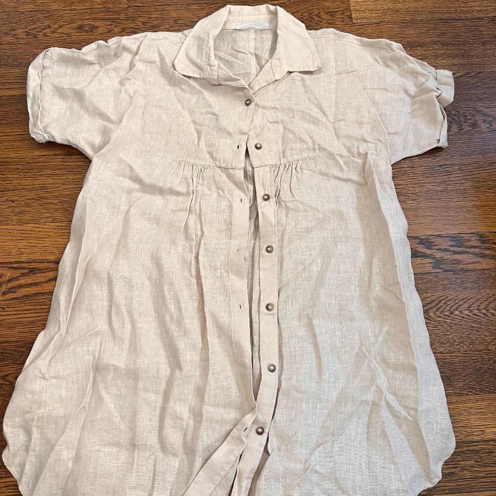 Zara Brown button up long shirt